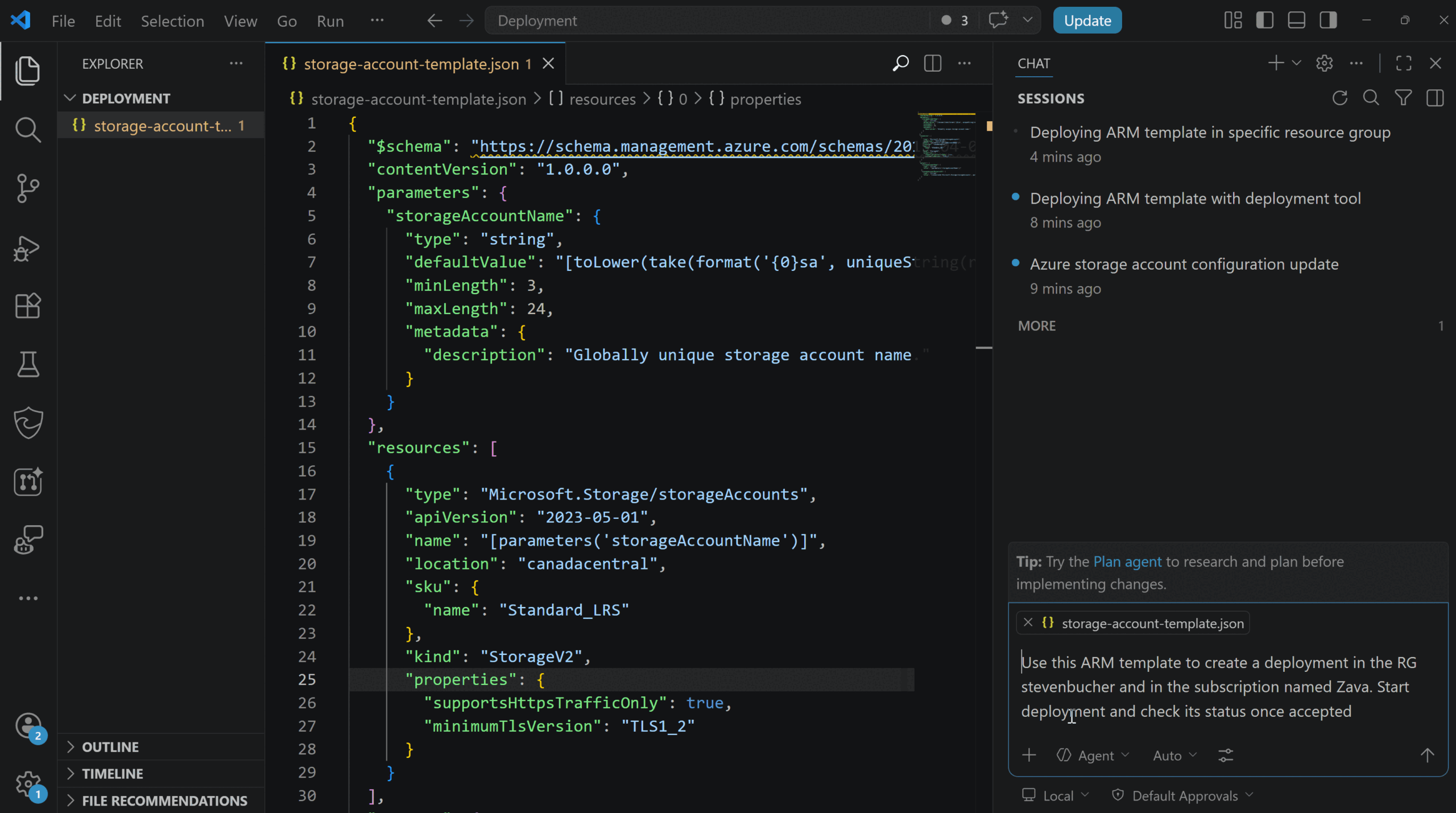 ARM Template Deployment in VS Code