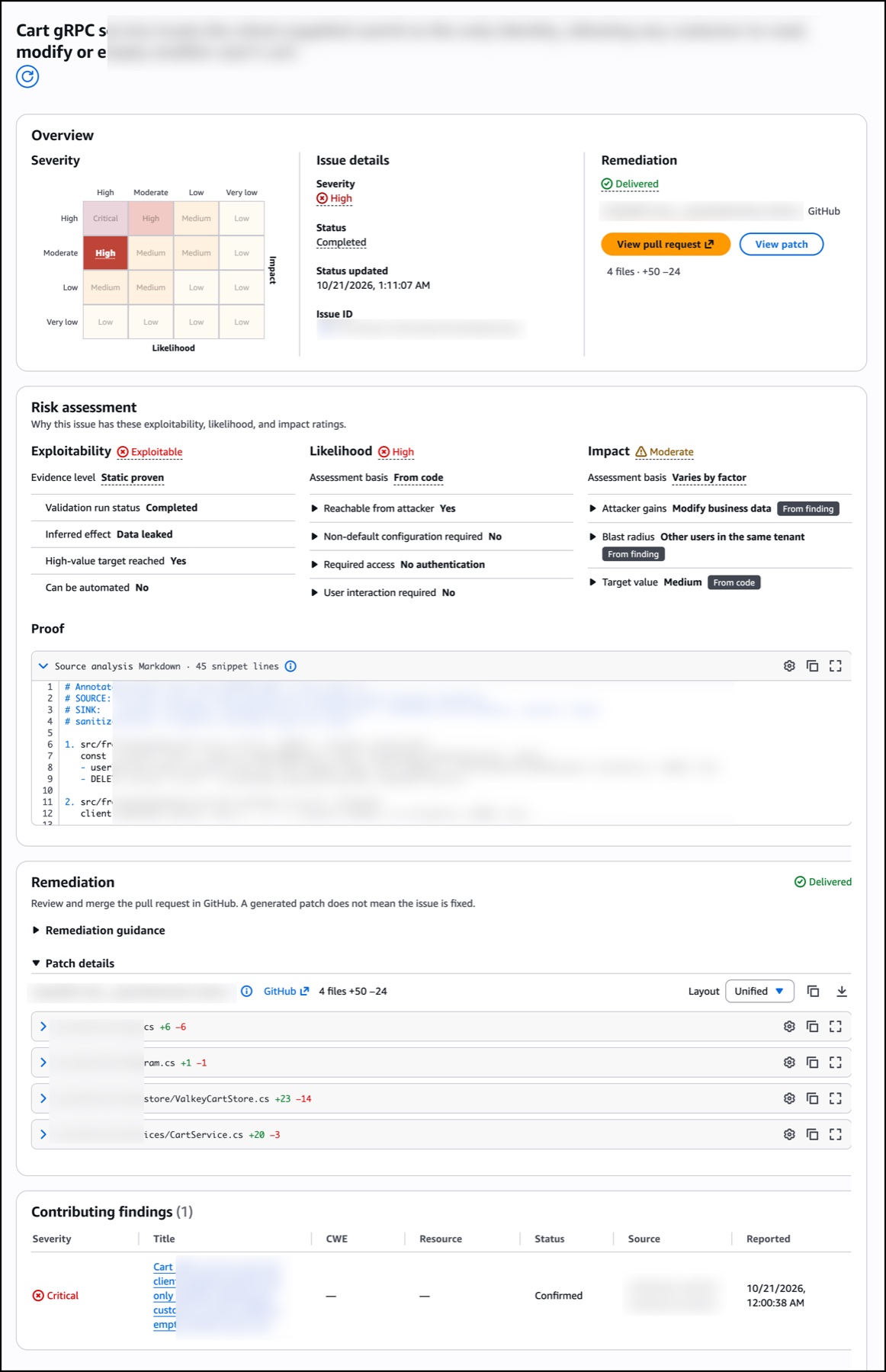Sorun detayı: risk değerlendirmesi, kanıt ve GitHub'a gönderilen düzeltme